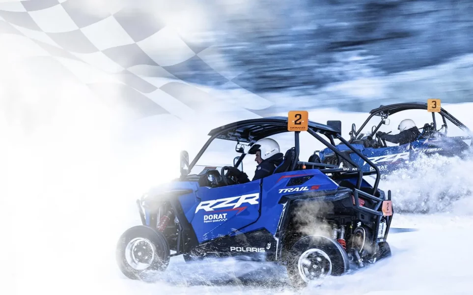 Background RZR buggy race on ice
