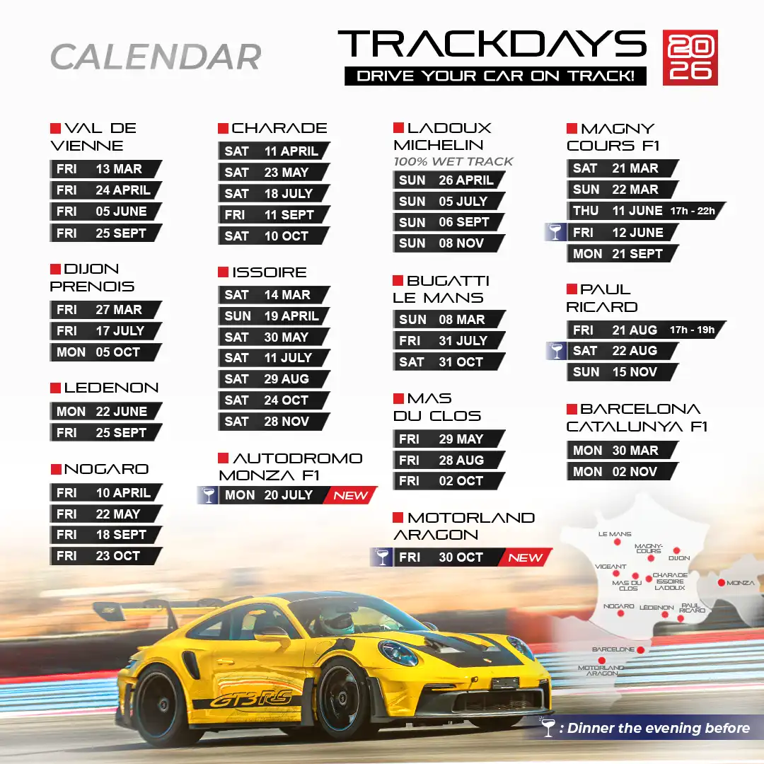 Trackdays calendar 2026