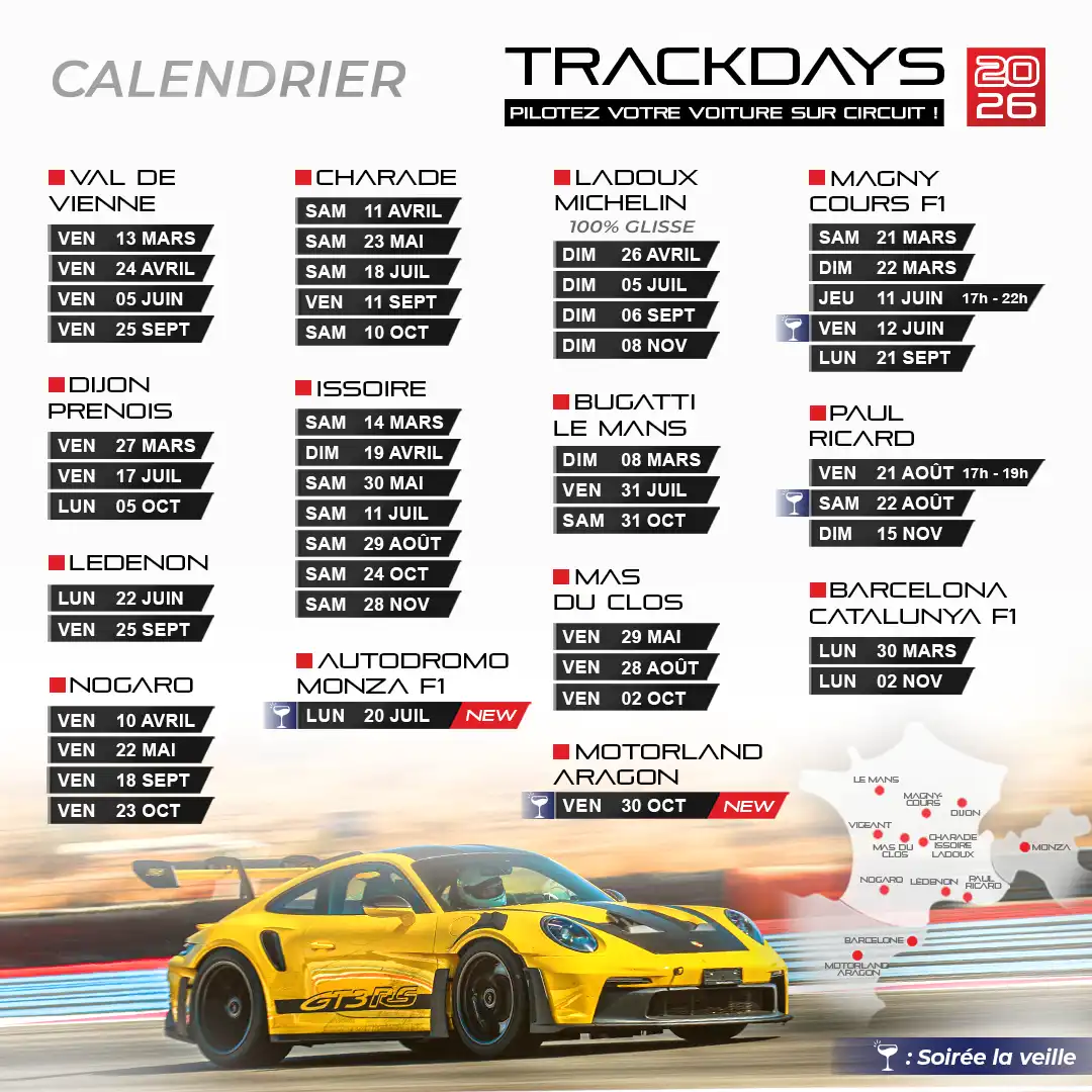 Calendrier trackdays 2026 Nomad