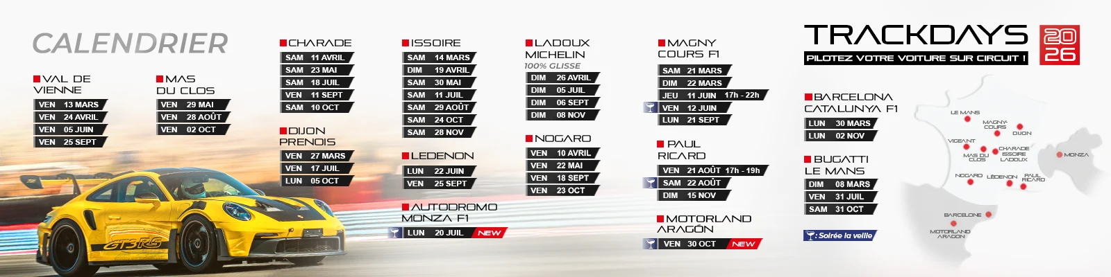 Calendrier Trackdays 2026 Nomad