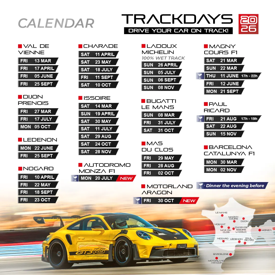 Calendar trackdays 2026 Nomad