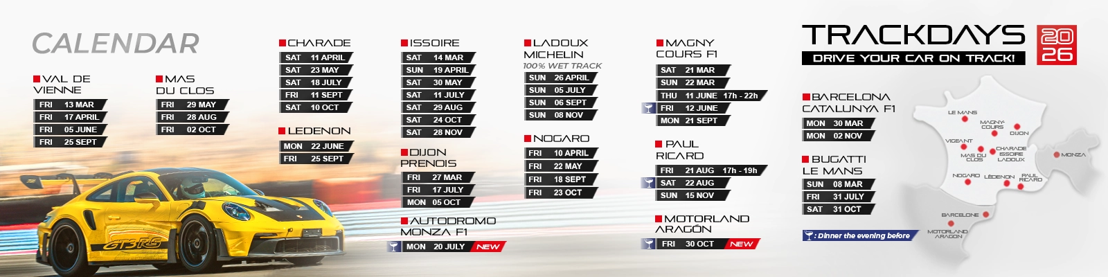 Calendar trackdays 2026 Nomad