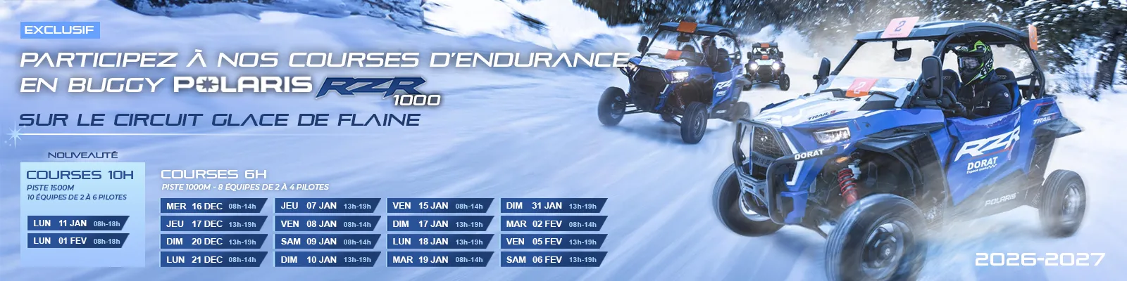 Dates des séminaires d'entreprise en Buggy RZR sur glace