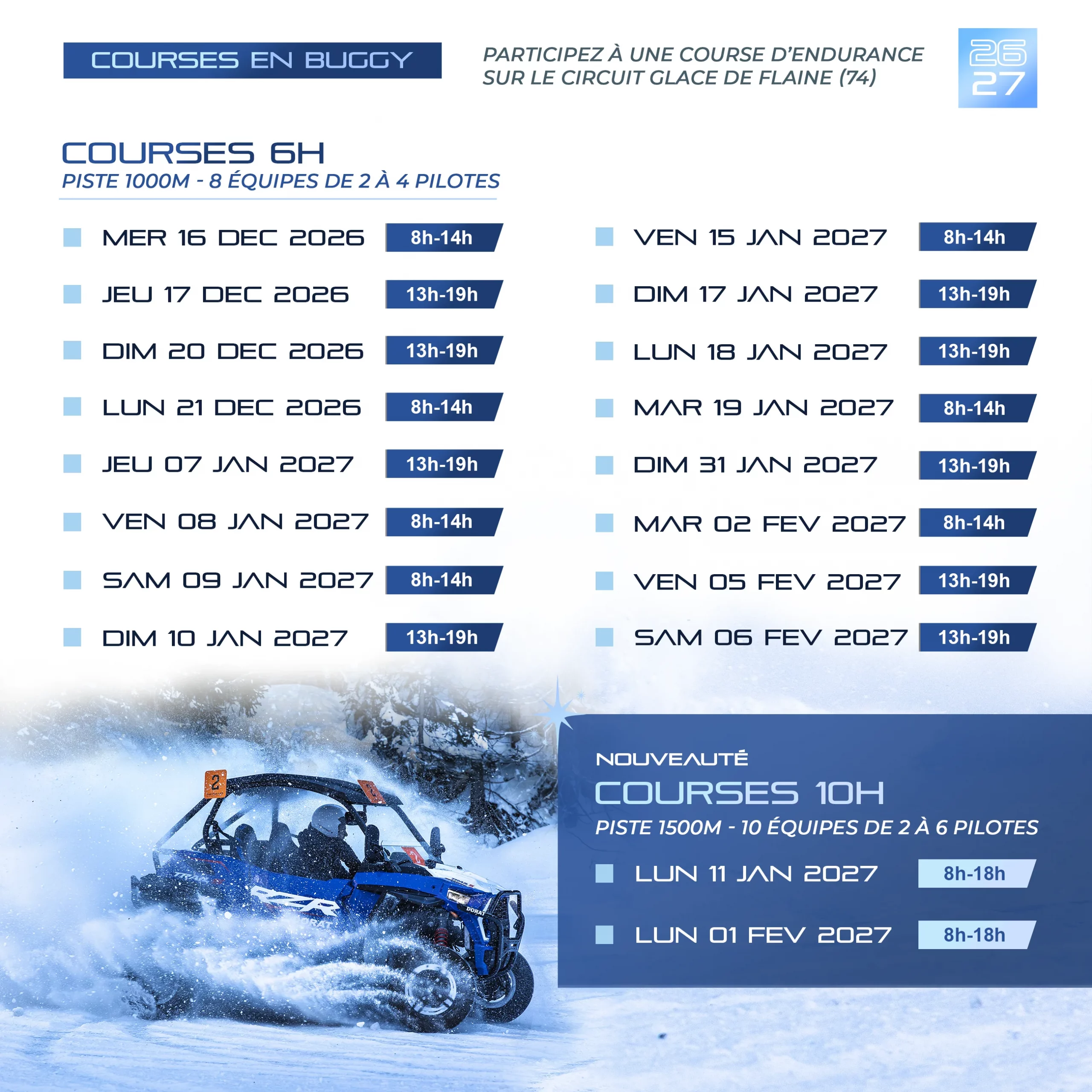 Courses en buggy sur glace sur le circuit de Flaine