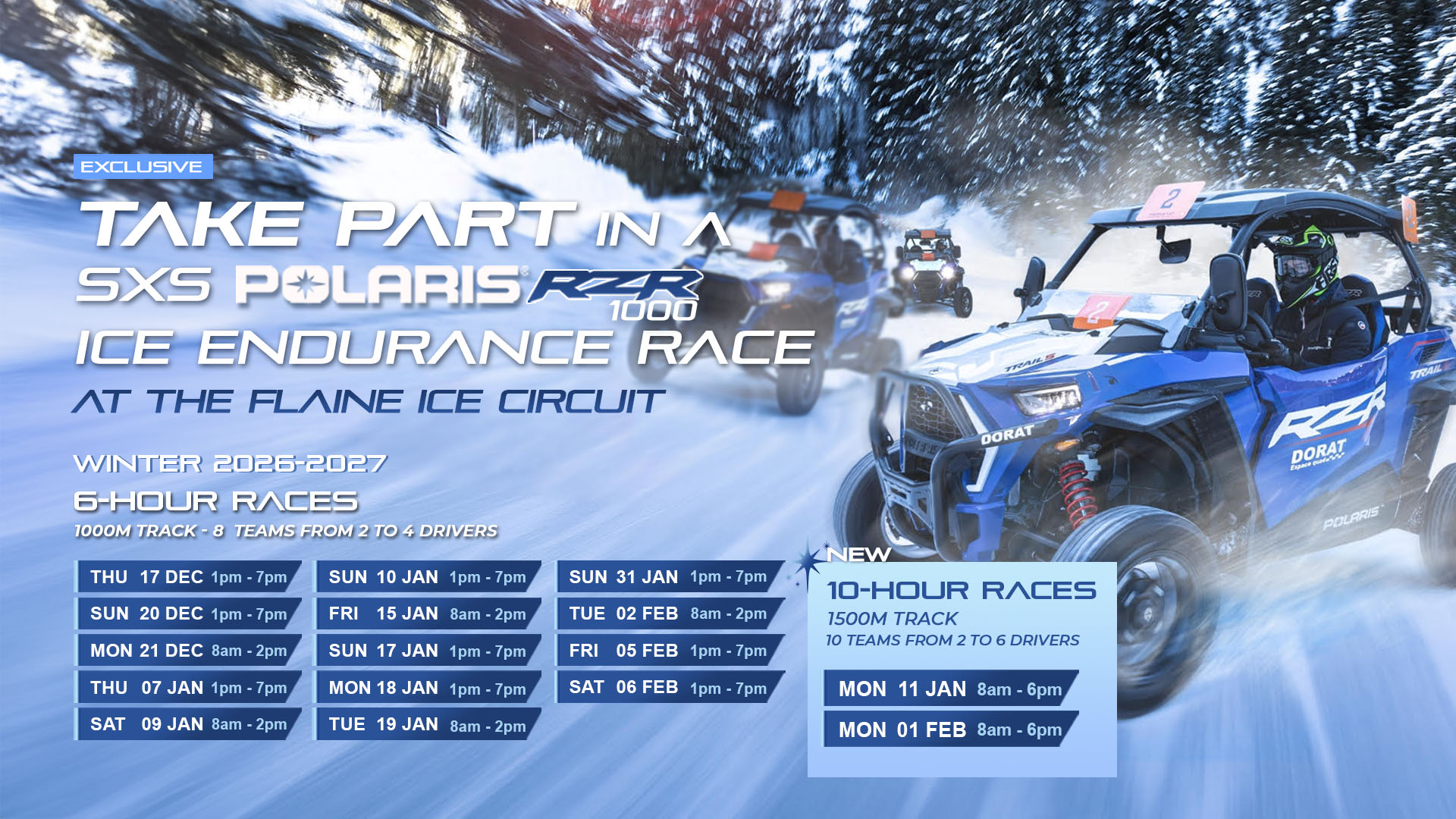 Calendrier course de buggy sur glace Flaine TV EN